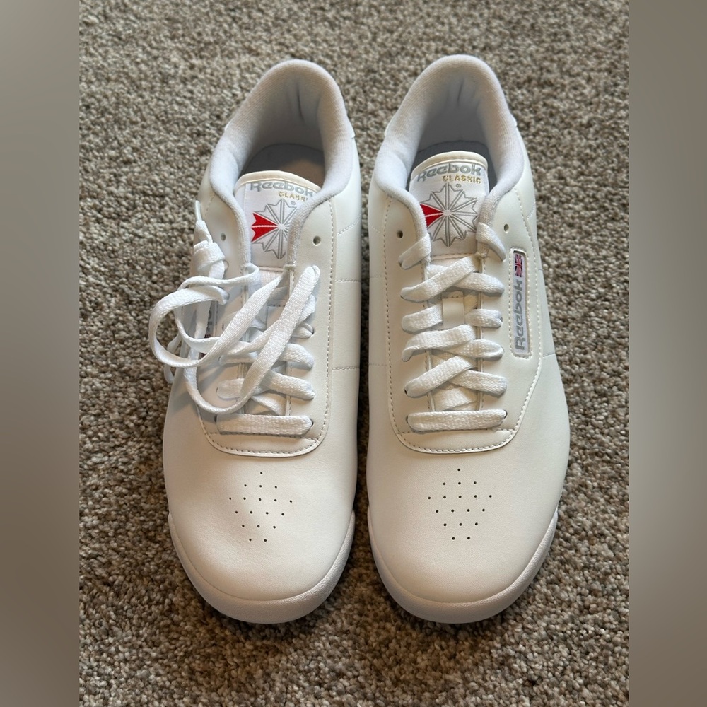 Reebok White Leather Women's Classic Sneakers - Picture 7 of 11